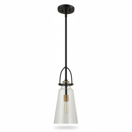 Saugus Black Antique Brass Mini Pendant Light