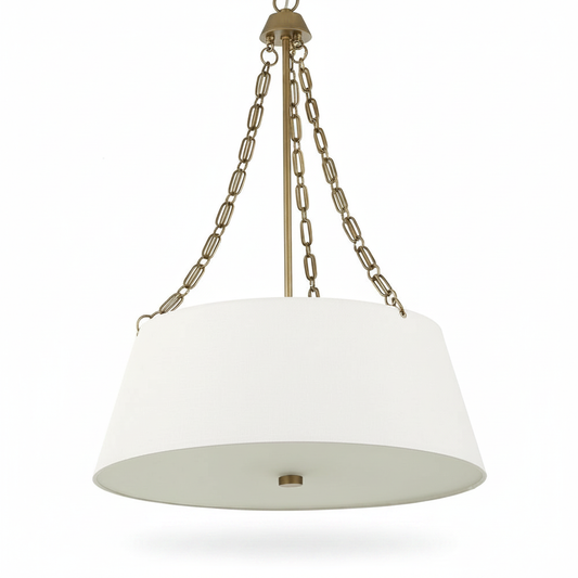 Andalucia Linen Shade Gold Pendant Light